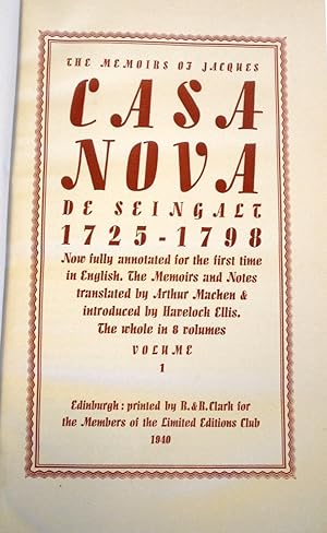 THE MEMOIRS OF JACQUES CASANOVA (THE MEMOIRS OF JACQUES CASA NOVA)