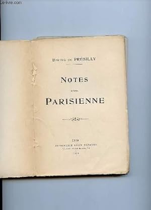 Seller image for NOTES D UNE PARISIENNE. for sale by Le-Livre