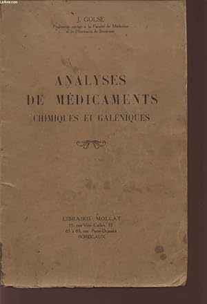 Seller image for ANALYSES DE MEDICAMENTS CHIMIQUES ET GALENIQUES. for sale by Le-Livre