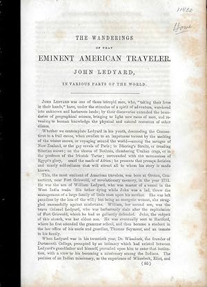 Seller image for THE WANDERINGS OF THAT EMINENT AMERICAN TRAVELER, JOHN LEDYARD, IN VARIOUS PARTS OF THE WORLD. for sale by Legacy Books