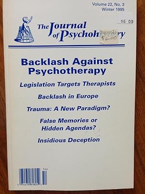 Seller image for Journal Psychohistory: Backlash Against Psychotherapy(Volume 22, No. 3, Winter 1995) for sale by Epilonian Books