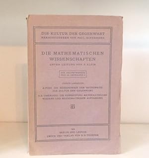 Die Beziehungen der Mathematik zur Kultur der Gegenwart von A. Voss. Die Verbreitung mathematisch...