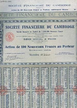 Seller image for ACTION DE 100 NOUVEAUX FRANCS AU PORTEUR N012,440 (ENTIEREMENT LIBEREE). for sale by Le-Livre