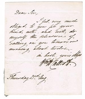 Immagine del venditore per AUTOGRAPH LETTER SIGNED by English Composer WILLIAM HUTCHINS CALLCOTT venduto da Blue Mountain Books & Manuscripts, Ltd.