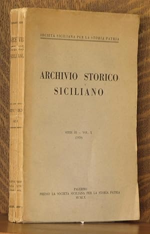 Seller image for ARCHIVIO STORICO SICILIANO - SERIE III - VOL. X (1959) for sale by Andre Strong Bookseller