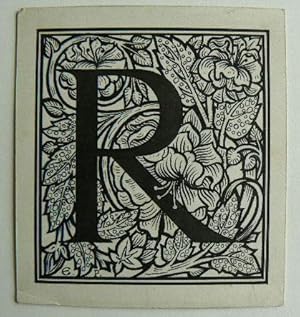 Intial Letter 'R'. An Original Ink Drawing on Card.
