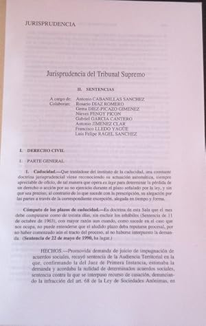 Imagen del vendedor de JURISPRUDENCIA DEL TRIBUNAL SUPREMO. II SENTENCIAS. I DERECHO CIVIL. II DERECHO MERCANTIL. III DERECHO PROCESAL. a la venta por Libreria Lopez de Araujo