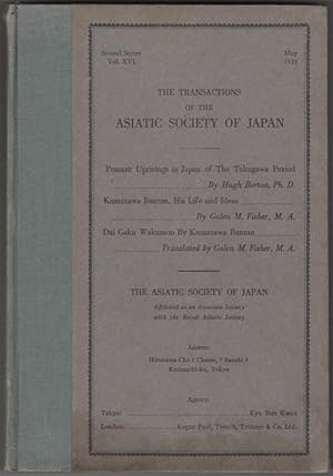 Bild des Verkufers fr Transactions of the Asiatic Society of Japan. Second Series, Vol. XVI. May 1938 zum Verkauf von Kaaterskill Books, ABAA/ILAB