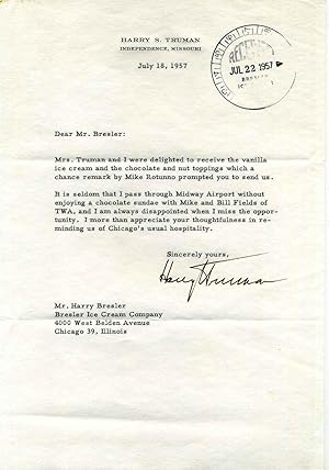 Typed Letter Signed by Harry S. Truman.