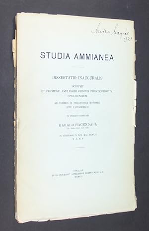 Imagen del vendedor de Studia Ammianea. Dissertatio inauguralis scripsit Harald Hagendahl. a la venta por Antiquariat Kretzer