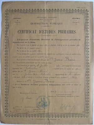 Image du vendeur pour Certificat d'tudes primaires. mis en vente par Librairie les mains dans les poches