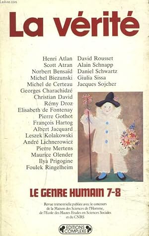 Imagen del vendedor de LE GENRE HUMAIN, REVUE TRIMESTRIELLE N7-8, 1983. a la venta por Le-Livre
