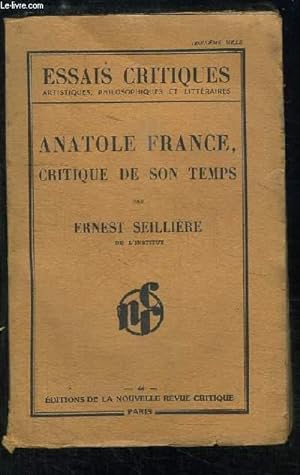 Bild des Verkufers fr Anatole France, Critique de son Temps zum Verkauf von Le-Livre