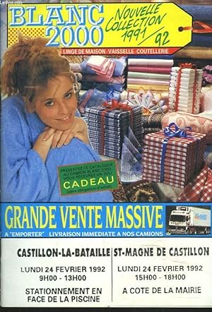 Image du vendeur pour CATALOGUE BLANC 2000, LINGE DE MAISON, VAISSELLE, COUTTELLERIE. NOUVELLE COLLECTION 1991-1992. mis en vente par Le-Livre