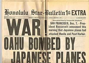 Honolulu Star - Bulletin - December 7, 1941 - WAR, OAHU BOMBED.Reproduction
