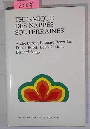 Seller image for Thermique des nappes Souterraines for sale by Antiquariat Trger