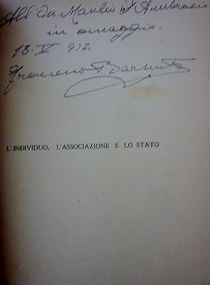 "L'INDIVIDUO,L 'ASSOCIAZIONE E LO STATO. Fondamento Storico Etico e Sociale del Principio Corpora...