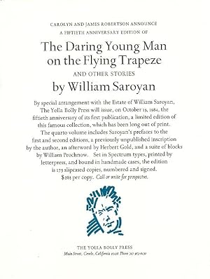 Image du vendeur pour The Daring Young Man on the Flying Trapeze. mis en vente par James M. Dourgarian, Bookman ABAA