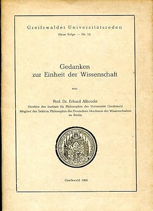 Bild des Verkufers fr Gedanken zur Einheit der Wissenschaft (Greifswalder Universittsreden NF 18). zum Verkauf von Antiquariat & Buchhandlung Rose