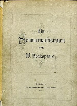 Bild des Verkufers fr Ein Sommernachtstraum. Deutsch von A. W. Schlegel. zum Verkauf von Antiquariat & Buchhandlung Rose