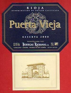 Imagen del vendedor de Etiqueta: PUERTA VIEJA. Reserva 2008. a la venta por angeles sancha libros