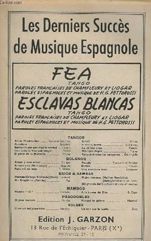 Bild des Verkufers fr FEA + ESCLAVAS BLANCAS - SAXO ALTO MIB + PIANO CONDUCTEUR + BANDONEONES A.B.+C + VIOLON A.B.+C + CONTREBASSE + VIOLONCELLE OU TROMBONNE. zum Verkauf von Le-Livre
