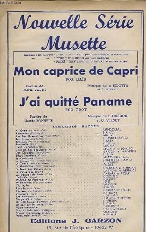 Seller image for MON CAPRICE DE CAPRI + J'AI QUITTE PANAME - CONTREBASSE / GUITARE + PIANO CONDUCTEUR + SAXO ALTO MIB + TROMPETTE / CLARINETTE SIB + ACCORDEON / CHANT / VIOLON. for sale by Le-Livre