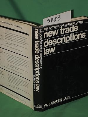 Seller image for New Trade Descriptions Law for sale by Princeton Antiques Bookshop