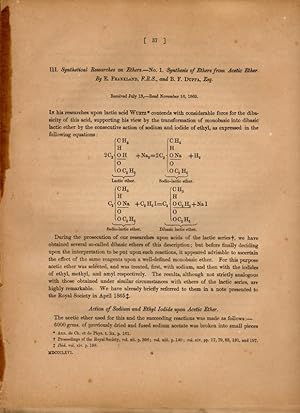 Synthetical Researches on Ethers. No 1. Synthesis of Ethers from Acetic Ether. Read November 16, ...