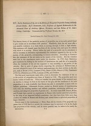 On the Resistance of the Air to the Motion of Elongated Projectiles Having Variously Formed Heads...