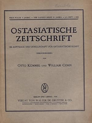 Seller image for Ostasiatische Zeitschrift im Auftrage der Gesellschaft fr Ostasiatische Kunst. Neue Folge 7. Jahrg. 3/4. Heft. 1931 for sale by PRISCA