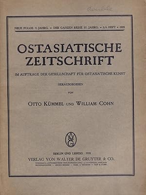 Image du vendeur pour Ostasiatische Zeitschrift im Auftrage der Gesellschaft fr Ostasiatische Kunst. Neue Folge 7. Jahrg. 3/4. Heft. 1931 mis en vente par PRISCA