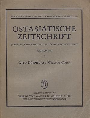 Bild des Verkufers fr Ostasiatische Zeitschrift im Auftrage der Gesellschaft fr Ostasiatische Kunst. Neue Folge 9. Jahrg. 1/2. Heft. 1933 zum Verkauf von PRISCA