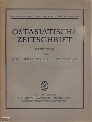 Image du vendeur pour Ostasiatische Zeitschrift im Auftrage der Gesellschaft fr Ostasiatische Kunst. Neue Folge 10. Jahrg. 1/2. Heft. 1934 mis en vente par PRISCA