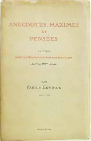 Seller image for Anecdotes maximes et penses for sale by crealivres