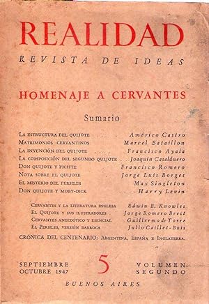 REALIDAD - No. 5 - Año I, vol. 2, septiembre, octubre 1947. (Homenaje a Cervantes)