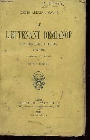 Image du vendeur pour LE LIEUTENANT DEMIANOF - RECITS DE GUERRE 1944-1945. mis en vente par Le-Livre