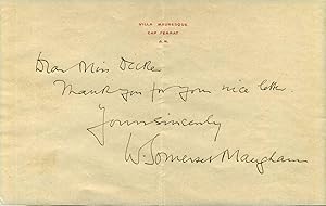 Photograph signed by William Somerset Maugham (1874-1965) and a short letter handwritten and sign...