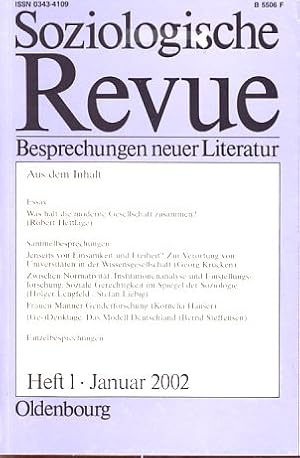 Bild des Verkufers fr Soziologische Revue. Besprechungen neuer Literatur. Jg. 25, Heft 1, 2002. zum Verkauf von Fundus-Online GbR Borkert Schwarz Zerfa