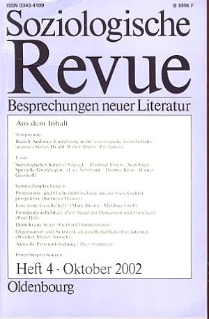 Bild des Verkufers fr Soziologische Revue. Besprechungen neuer Literatur. Jg. 25, Heft 4, 2002. zum Verkauf von Fundus-Online GbR Borkert Schwarz Zerfa