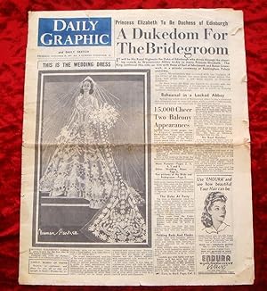 Bild des Verkufers fr ORIGINAL NEWSPAPER OF BRITISH QUEEN WEDDING [ELIZABETH] - 71 years ago zum Verkauf von Modern_First_Printings