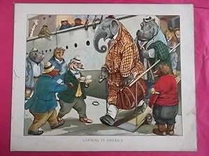 Immagine del venditore per ORIGINAL ANTIQUE COLOUR PLATE FROM "THE ANIMALS' TOURING CLUB". "Landing in America" venduto da LOE BOOKS