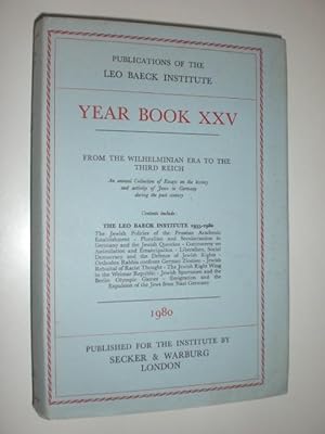 Bild des Verkufers fr Publications of the Leo Back Institute. Year Book XXV. 1980. zum Verkauf von Stefan Kpper