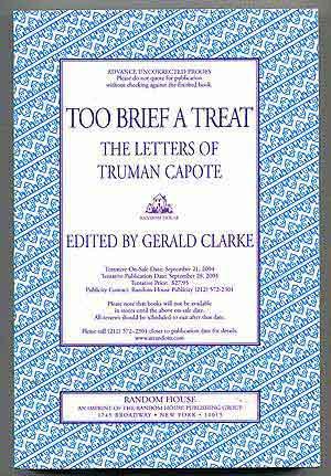 Immagine del venditore per Too Brief a Treat: The Letters of Truman Capote venduto da Between the Covers-Rare Books, Inc. ABAA