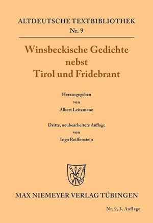 Bild des Verkufers fr Winsbeckische Gedichte nebst Tirol und Fridebrant zum Verkauf von AHA-BUCH GmbH
