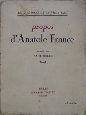 Seller image for Les matines de la Villa Sad. Propos d'Anatole France recueillis par Paul Gsell. for sale by Librairie les mains dans les poches