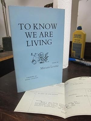 Imagen del vendedor de To Know We Are Living a la venta por Atlantic Bookshop