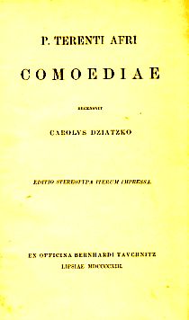 Bild des Verkufers fr Comodiae. Recensuit Carolus Dziatzko. zum Verkauf von Fundus-Online GbR Borkert Schwarz Zerfa