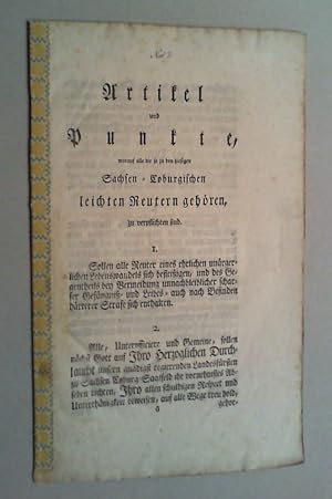 Artikel und Punkte, worauf alle die so zu den hiesigen Sachsen-Coburgischen leichten Reutern gehö...