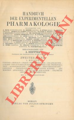 Handbuch der experimentellen Pharmakologie. Zweiter Band. 1 Halfte.